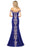 Off-the-Shoulder Formal Gown Gold Lace Applique Floor Length Mermaid Evneing Dress - Prom Dresses