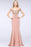 Off-the-Shoulder Formal Gown Gold Lace Applique Floor Length Mermaid Evneing Dress - Rose Gold / US 2 - Prom Dresses