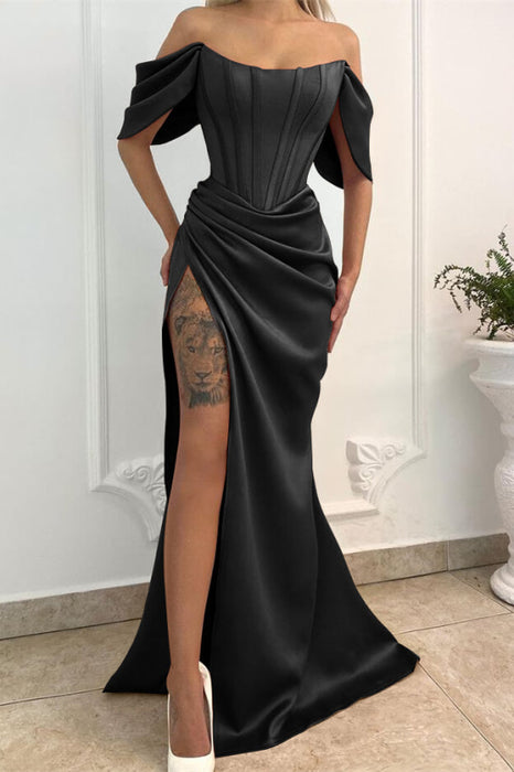 Off-the-Shoulder Long Mermaid Prom Dress with Split