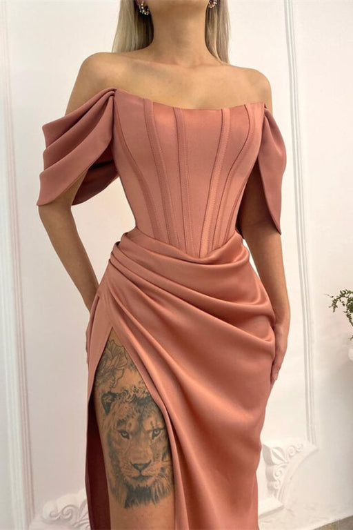 Off-the-Shoulder Long Mermaid Prom Dress with Split