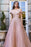 Off-The-Shoulder Pink Sweetheart Prom Dress With Beads and Sequins Tulle