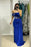 Off The Shoulder Prom Dress Strapless Sequin Applique in Royal Blue