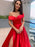 Off-the-Shoulder Prom Dress With Split - Red