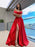 Off-the-Shoulder Prom Dress With Split - Red