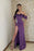 Off-the-Shoulder Purple Prom Dress with Split