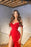 Off-the-Shoulder Red Prom Dress with Split