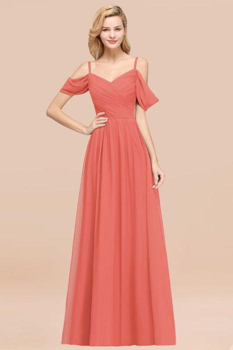 Bridelily Chic Off-the-shoulder Burgundy Bridesmaid Dress with Spaghetti Straps