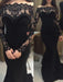 Off-The-Shoulder Sweep/Brush Train Lace Elastic Woven Satin Dresses - Prom Dresses