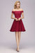 Bridelily Gorgeous Lace Off-the-shoulder Short Burgundy Bridesmaid Dresses Online