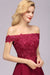 Bridelily Gorgeous Lace Off-the-shoulder Short Burgundy Bridesmaid Dresses Online