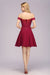 Bridelily Gorgeous Lace Off-the-shoulder Short Burgundy Bridesmaid Dresses Online