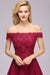 Bridelily Gorgeous Lace Off-the-shoulder Short Burgundy Bridesmaid Dresses Online