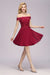 Bridelily Gorgeous Lace Off-the-shoulder Short Burgundy Bridesmaid Dresses Online