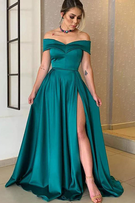 Off-the-Shoulder Split Prom Dress Long