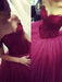 Off-the-Shoulder Sweep/Brush Train With Applique Tulle Dresses - Prom Dresses