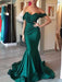 Off-The-Shoulder Sweep/Brush Train With Ruffles Satin Dresses - Prom Dresses