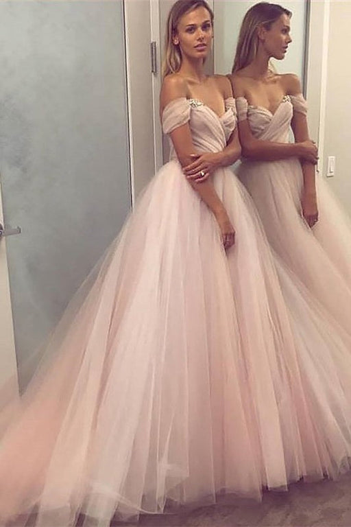 Off-the-Shoulder Tulle Prom Dress