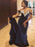 Off-The-Shoulder Sweep/Brush Train With Applique Velvet Dresses - Prom Dresses
