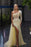 One Shoulder Beaded Prom Gown with High Slit