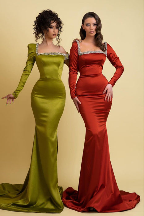 One-Shoulder Charmeuse Mermaid Prom Dress with Daring Slit