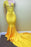 One Shoulder Goldenrod Mermaid Prom Gown Adorned with Applique