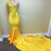 One Shoulder Goldenrod Mermaid Prom Gown Adorned with Applique