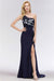 Bridelily Simple Mermaid One-Shoulder Navy Bridesmaid Dresses with Slit