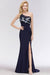 Bridelily Simple Mermaid One-Shoulder Navy Bridesmaid Dresses with Slit