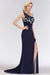 Bridelily Simple Mermaid One-Shoulder Navy Bridesmaid Dresses with Slit