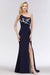 Bridelily Simple Mermaid One-Shoulder Navy Bridesmaid Dresses with Slit