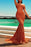 One-Shoulder Orange Mermaid Prom Gown with Sequins