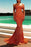 One-Shoulder Orange Mermaid Prom Gown with Sequins