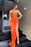 One Shoulder Orange Sweetheart Prom Dress with Sequins Mermaid Style Long Length with Split