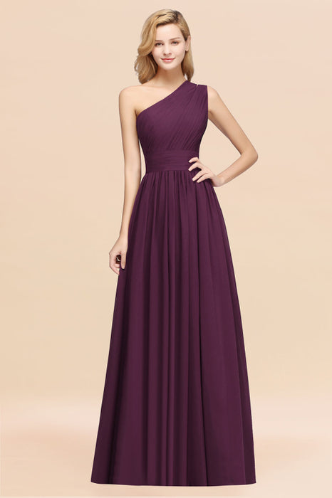 Bridelily Stylish One-shoulder Sleeveless Long Junior Bridesmaid Dresses Affordable