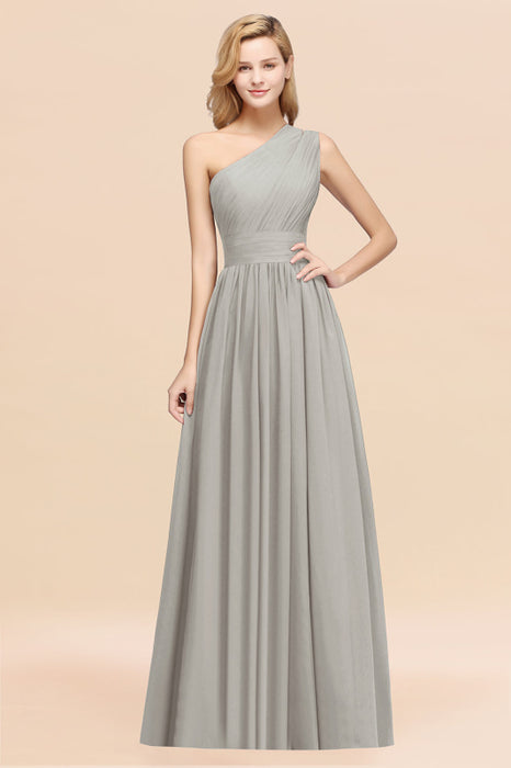 Bridelily Stylish One-shoulder Sleeveless Long Junior Bridesmaid Dresses Affordable