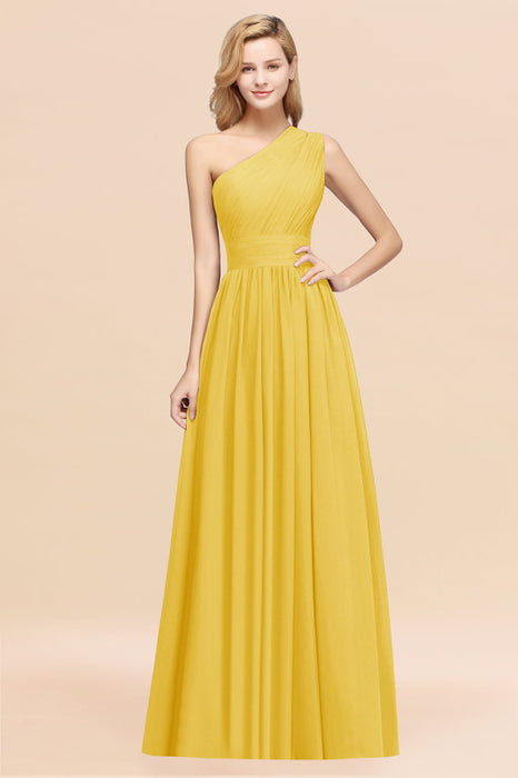 Bridelily Stylish One-shoulder Sleeveless Long Junior Bridesmaid Dresses Affordable