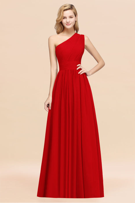 Bridelily Stylish One-shoulder Sleeveless Long Junior Bridesmaid Dresses Affordable