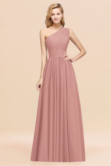 Bridelily Stylish One-shoulder Sleeveless Long Junior Bridesmaid Dresses Affordable