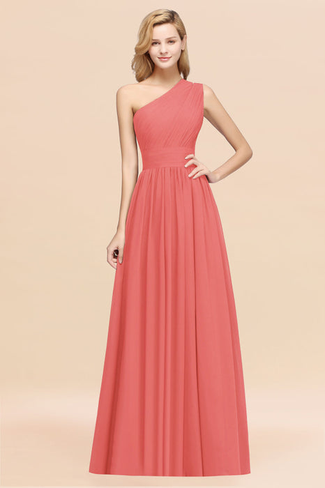 Bridelily Stylish One-shoulder Sleeveless Long Junior Bridesmaid Dresses Affordable