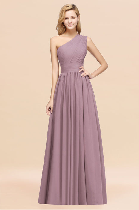 Bridelily Stylish One-shoulder Sleeveless Long Junior Bridesmaid Dresses Affordable