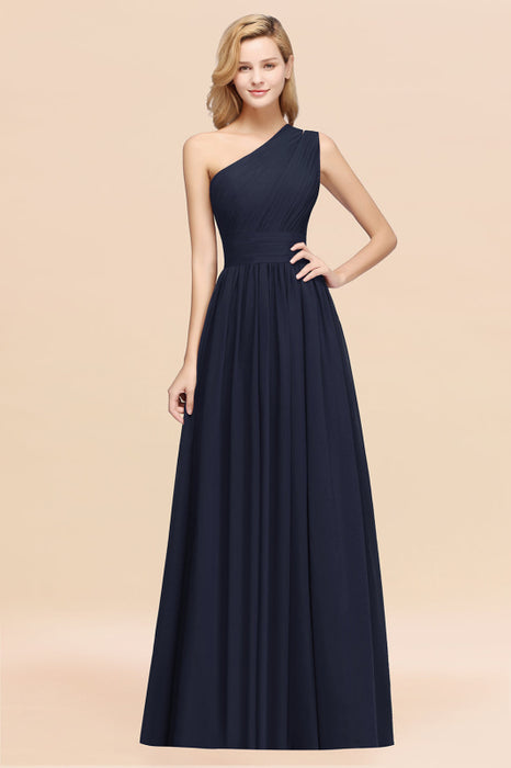 Bridelily Stylish One-shoulder Sleeveless Long Junior Bridesmaid Dresses Affordable