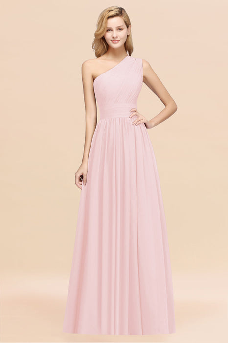 Bridelily Stylish One-shoulder Sleeveless Long Junior Bridesmaid Dresses Affordable