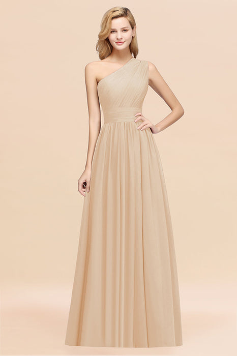 Bridelily Stylish One-shoulder Sleeveless Long Junior Bridesmaid Dresses Affordable