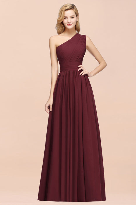 Bridelily Stylish One-shoulder Sleeveless Long Junior Bridesmaid Dresses Affordable