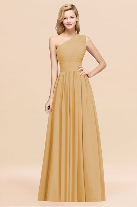 Bridelily Stylish One-shoulder Sleeveless Long Junior Bridesmaid Dresses Affordable