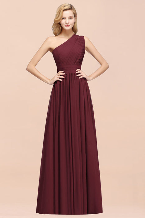 Bridelily Stylish One-shoulder Sleeveless Long Junior Bridesmaid Dresses Affordable