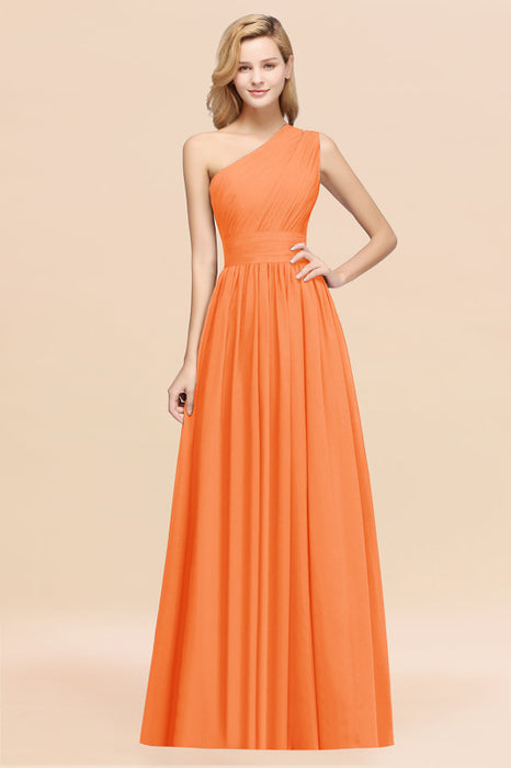 Bridelily Stylish One-shoulder Sleeveless Long Junior Bridesmaid Dresses Affordable