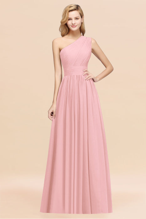 Bridelily Stylish One-shoulder Sleeveless Long Junior Bridesmaid Dresses Affordable