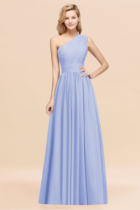 Bridelily Stylish One-shoulder Sleeveless Long Junior Bridesmaid Dresses Affordable