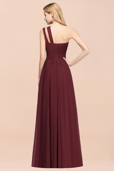 Bridelily Stylish One-shoulder Sleeveless Long Junior Bridesmaid Dresses Affordable